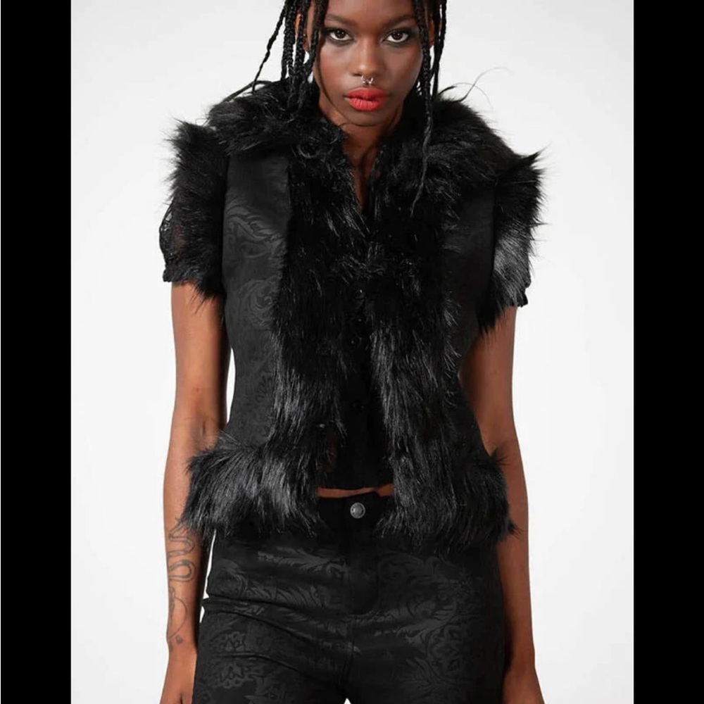 Killstar Black Faux Fur Vest
